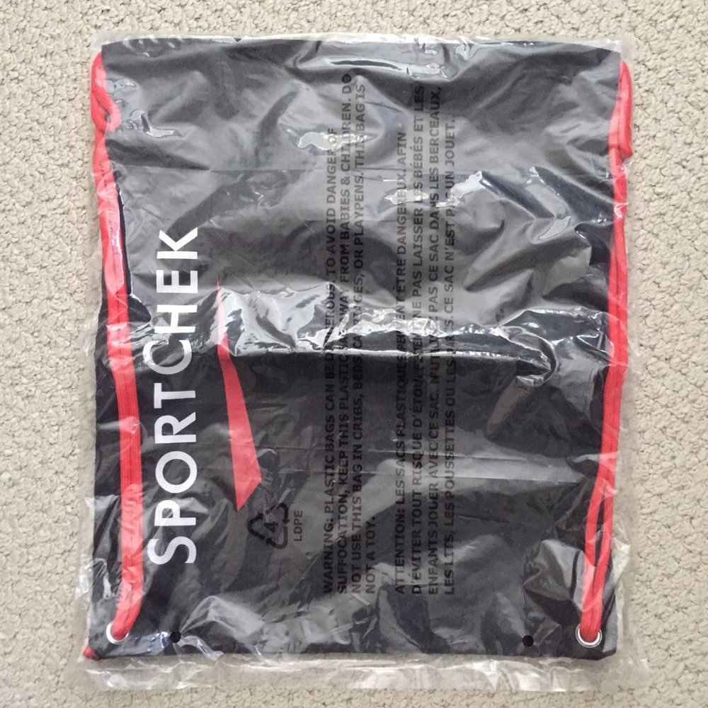 Sport Chek Drawstring Pack Black NWOT